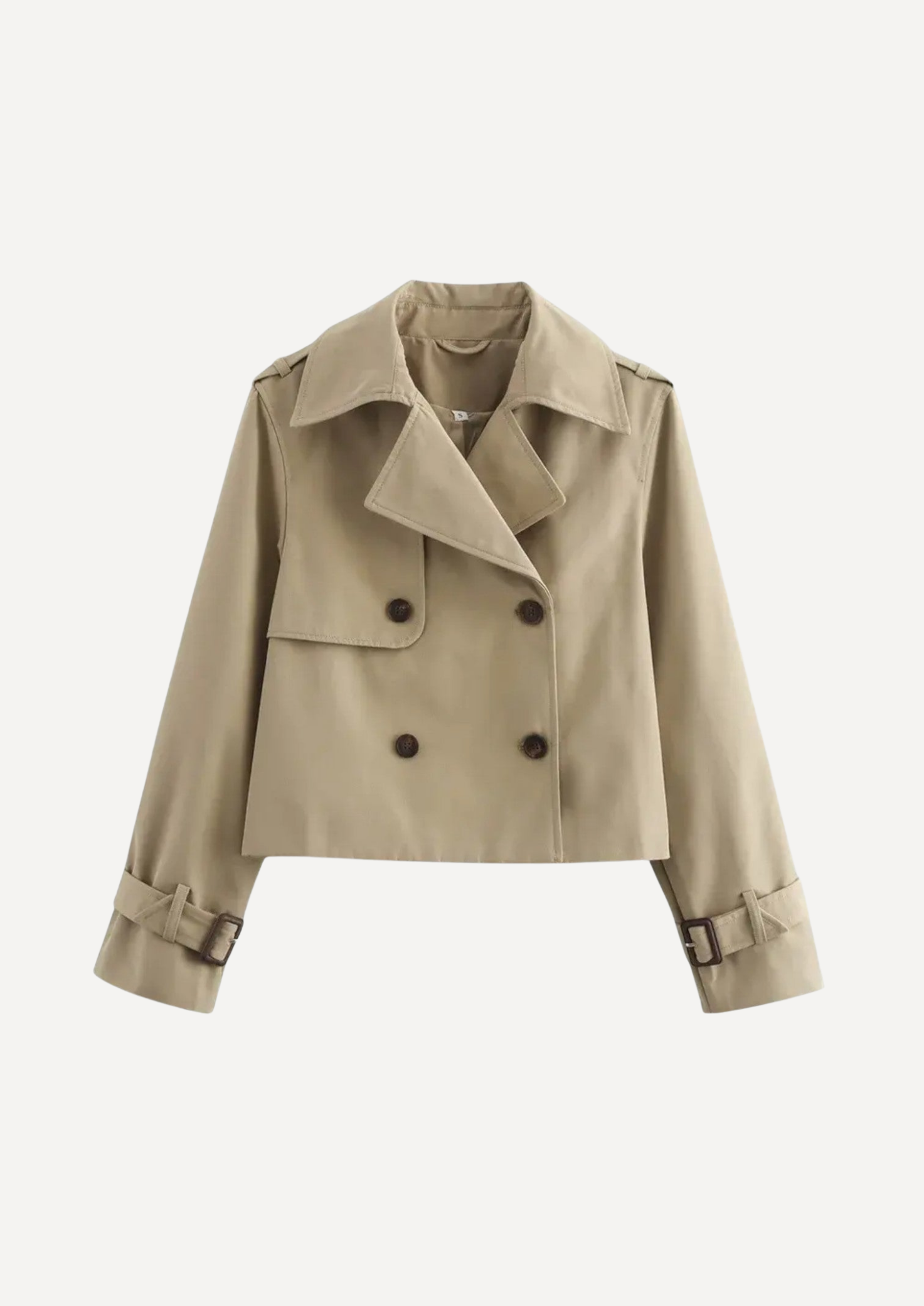 Women's Cropped Double-Breasted Trench Coat – Tailored Short Fit