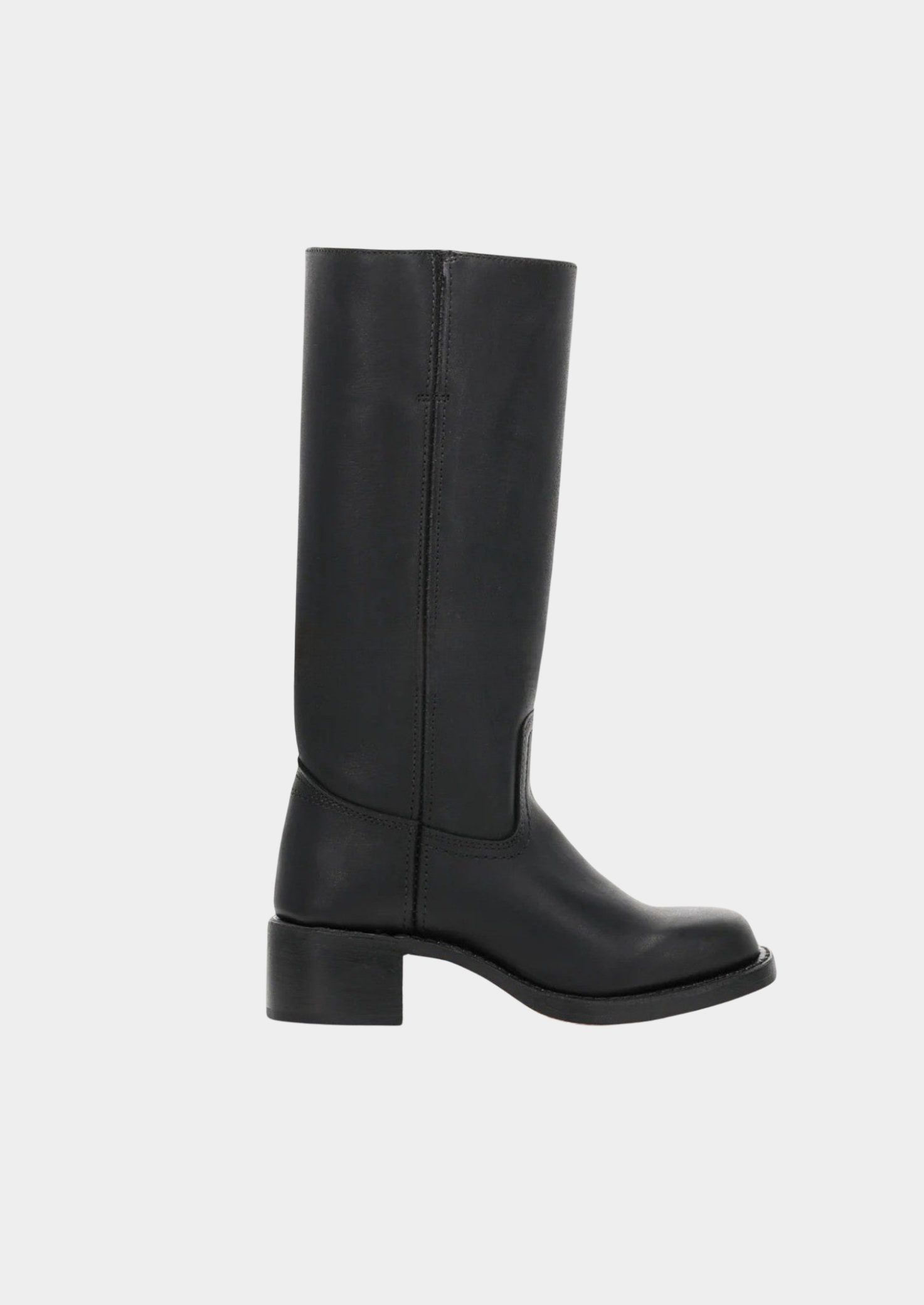Women's Leather Knee-High Boots – Mid Block Heel, Riding-Inspired Design