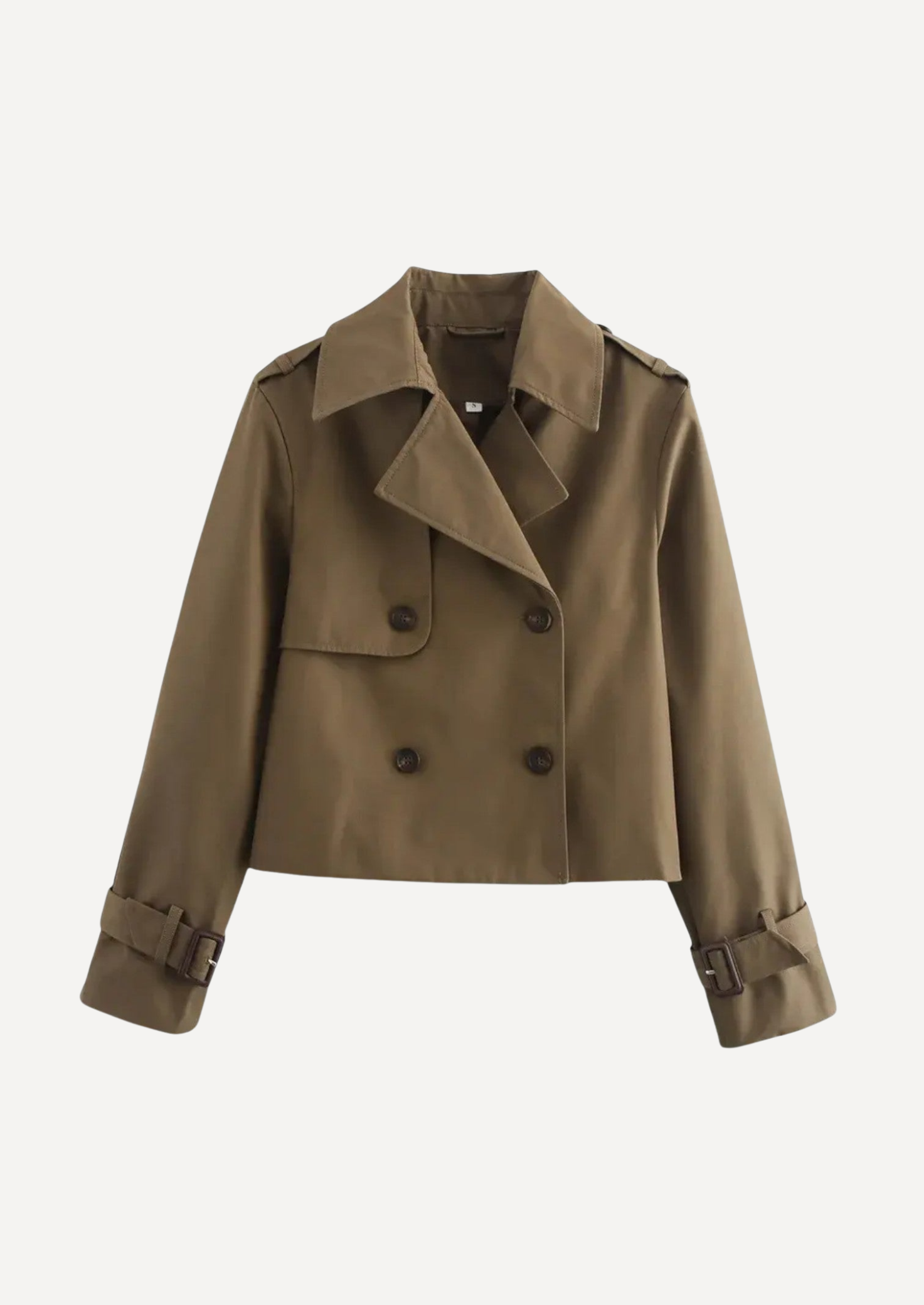 Women's Cropped Double-Breasted Trench Coat – Tailored Short Fit