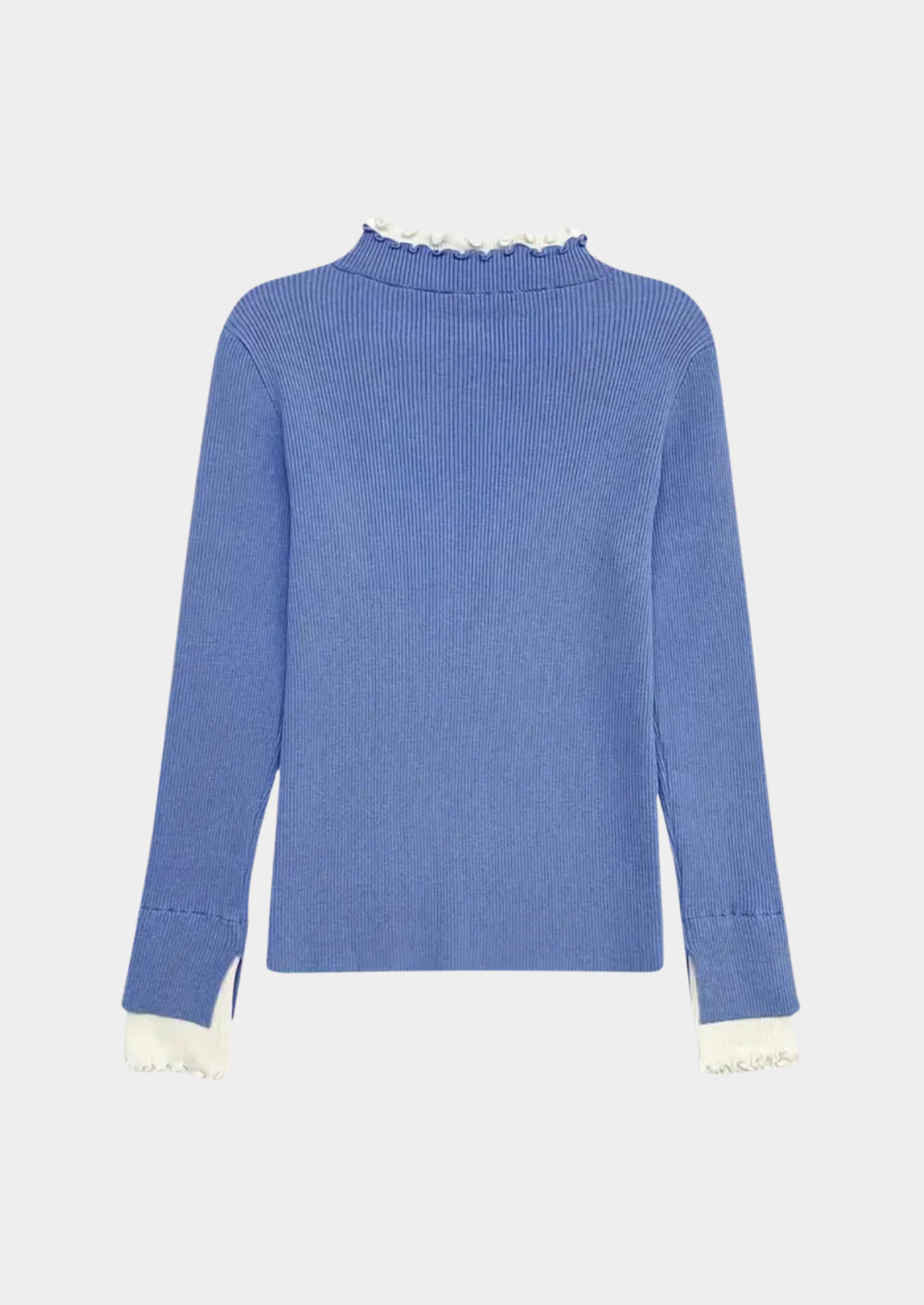 Women's Blue Knit Sweater – Textured Detail Design
