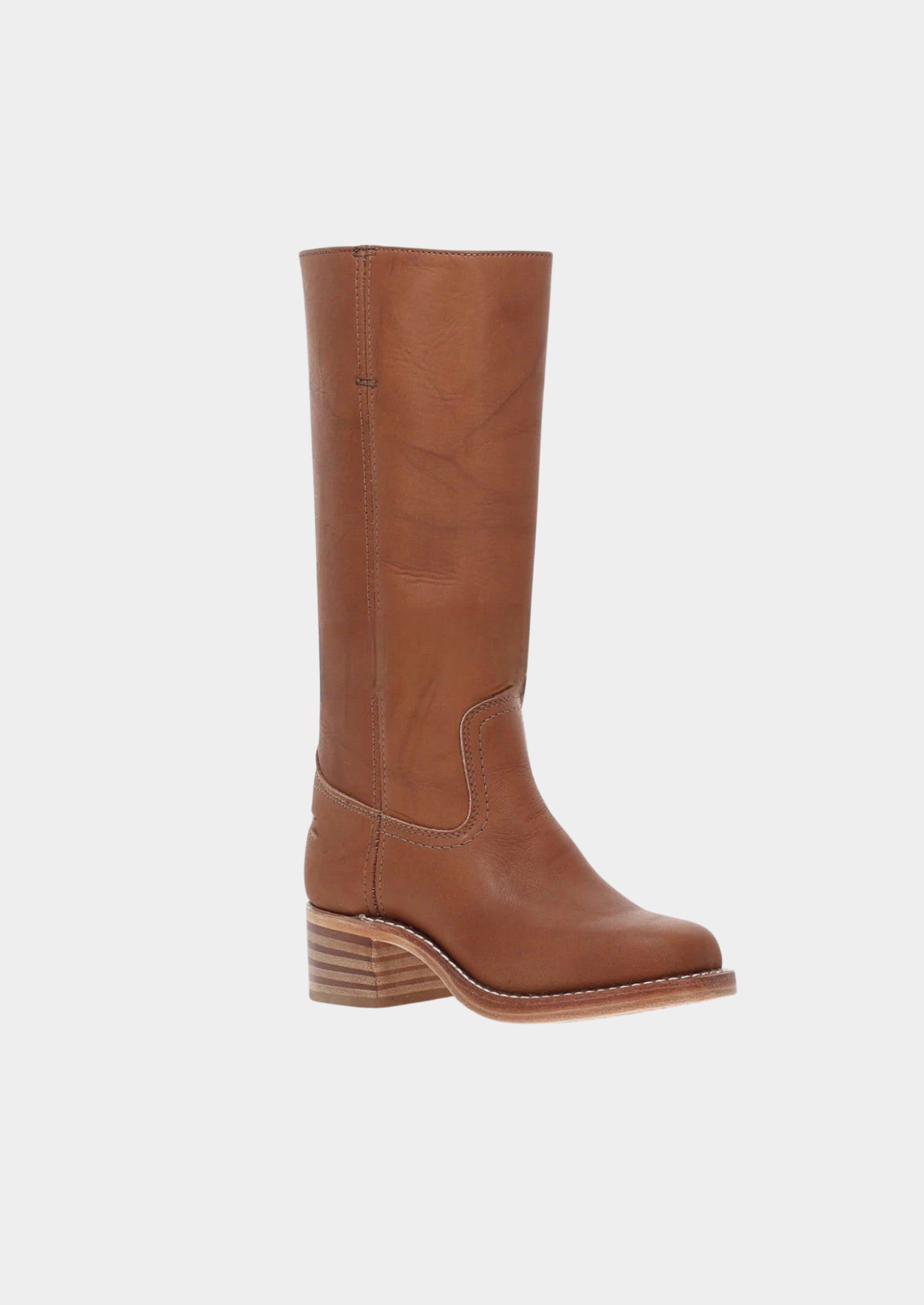 Women's Leather Knee-High Boots – Mid Block Heel, Riding-Inspired Design