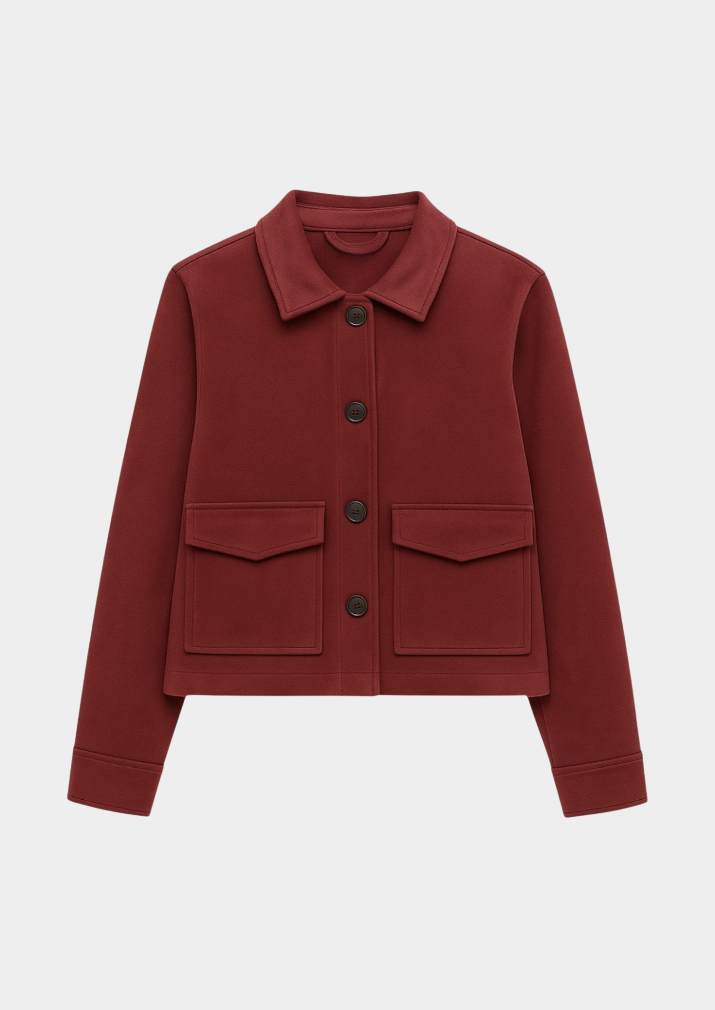 Women's Cropped Suede Jacket – Button-Front Design