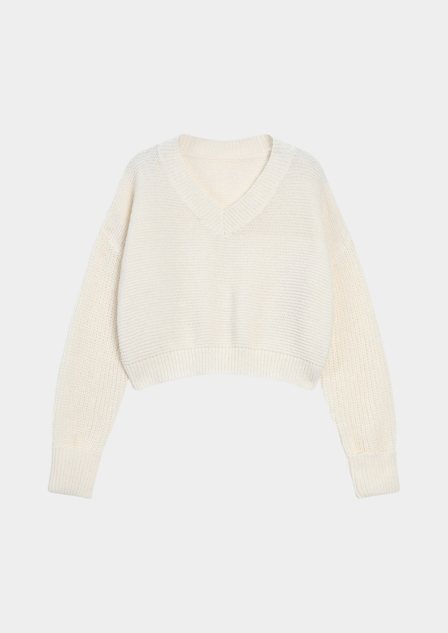 Women's V-Neck Knit Sweater – Minimalist Long-Sleeve Design