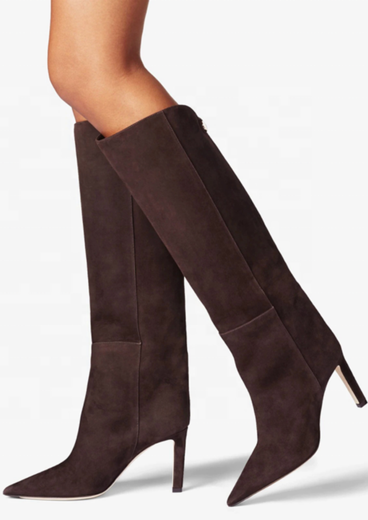 Women's Suede Knee-High Stiletto Boots – Side-Zip Design