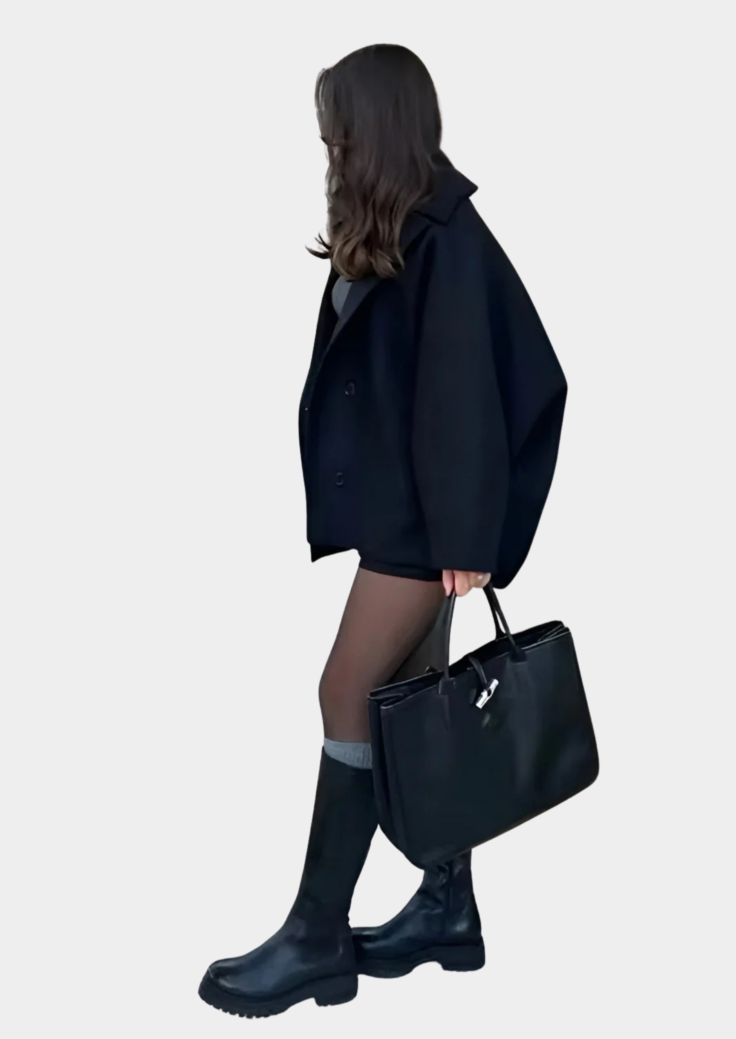 Women's Oversized Winter Coat – Button-Closure Design