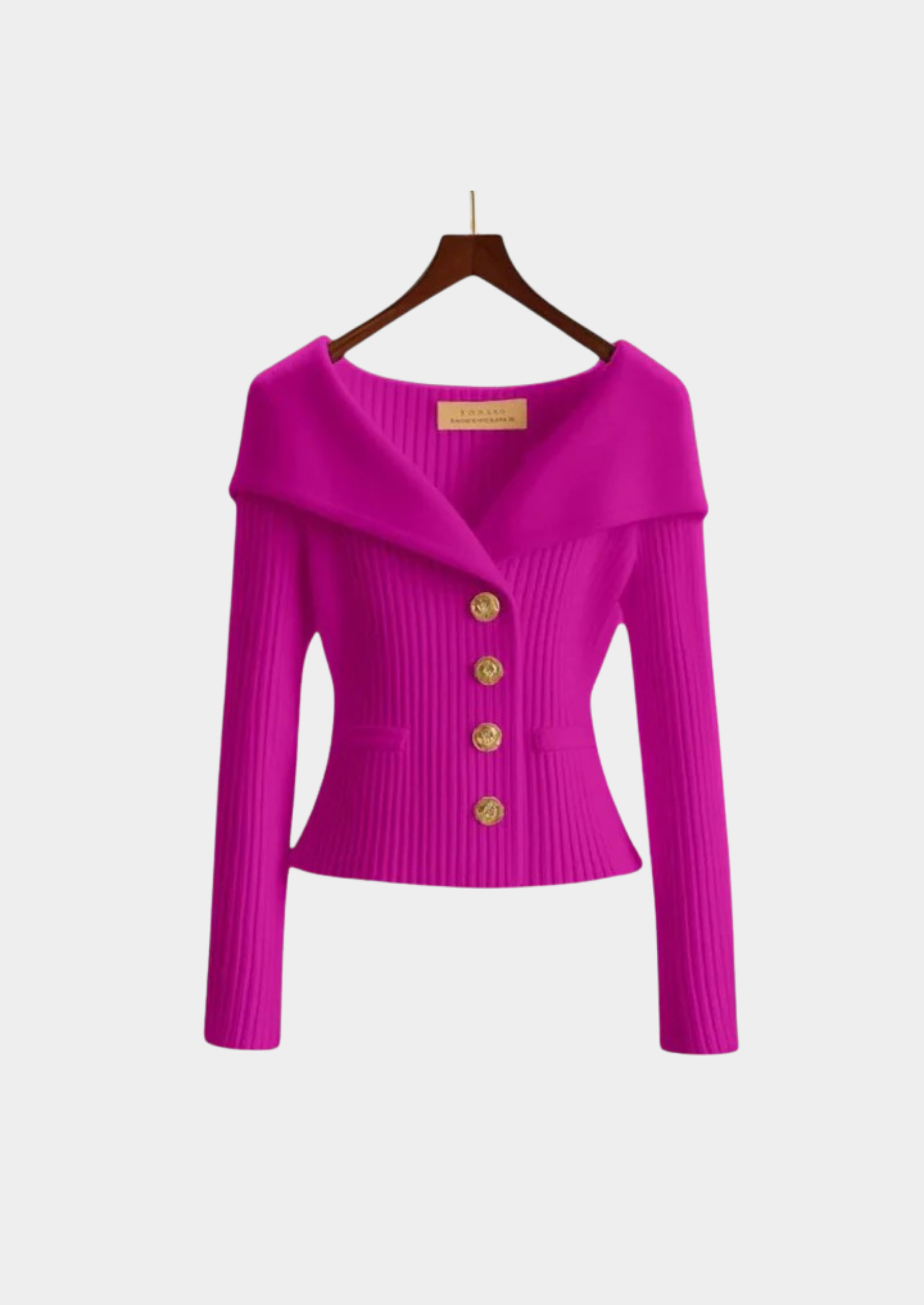 Women's Off-Shoulder Knit Sweater with Button Detail