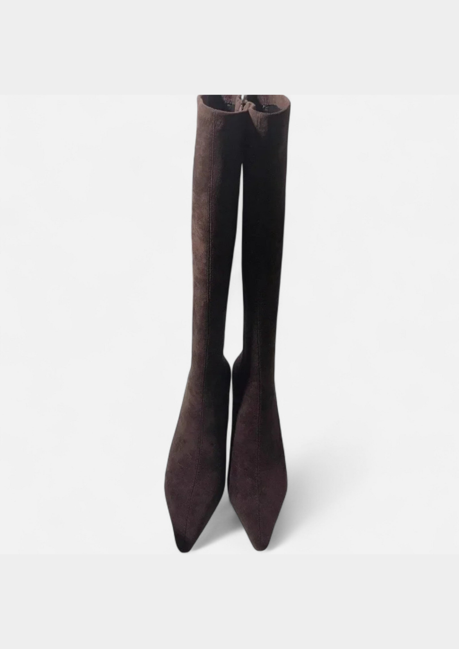 Women's Suede Thigh-High Boots – Pointed Toe, High Heel Design