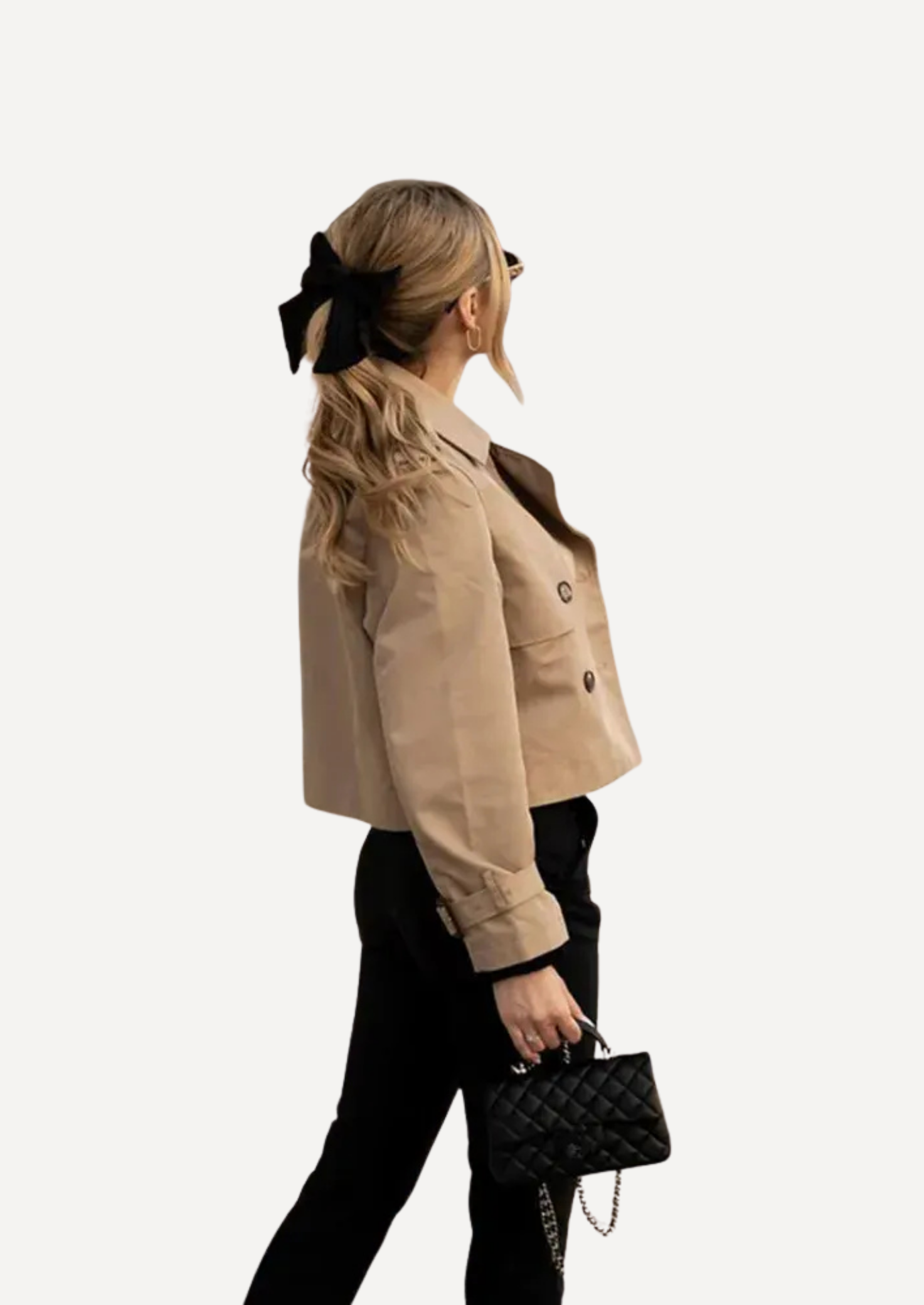 Women's Cropped Double-Breasted Trench Coat – Tailored Short Fit