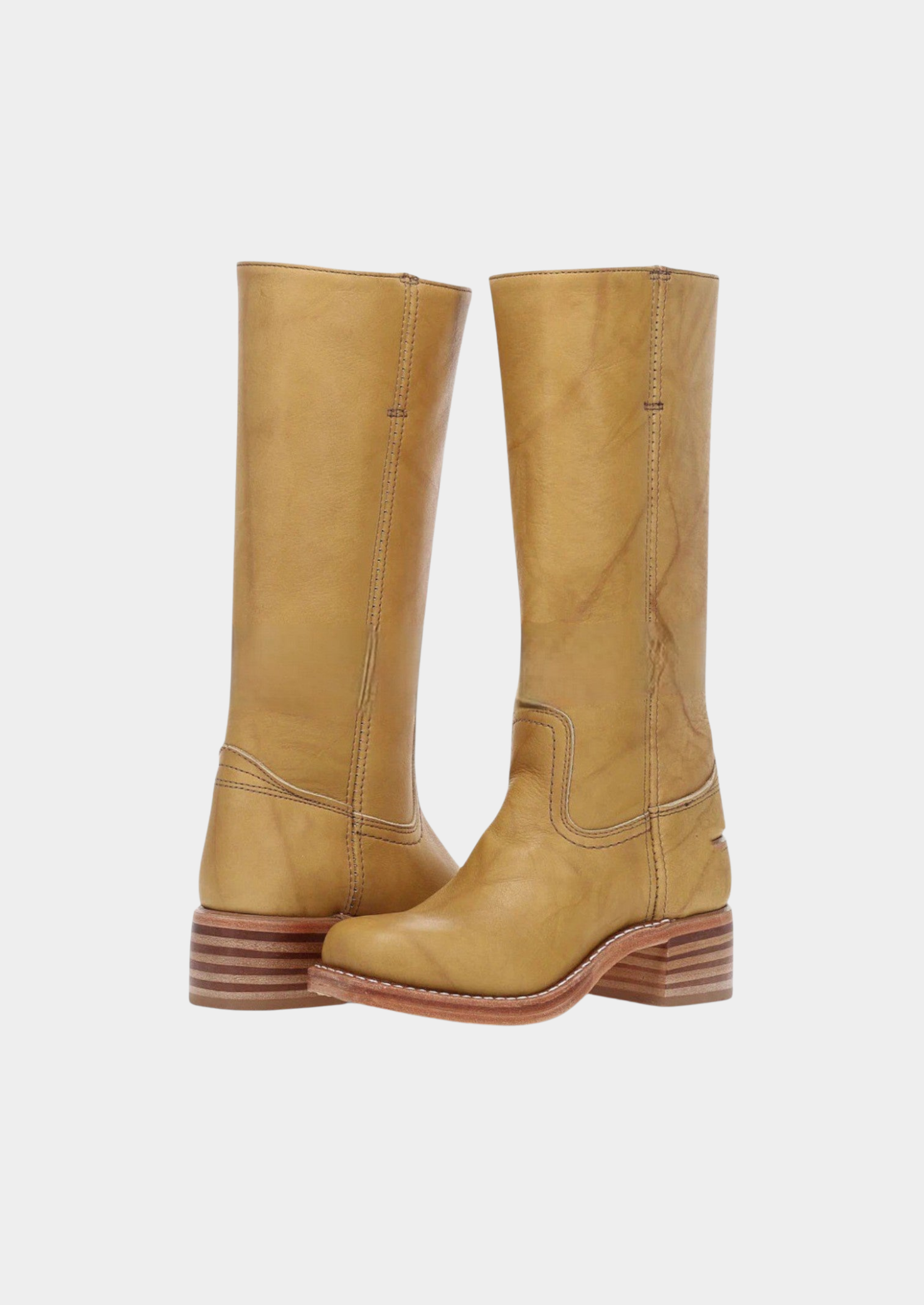 Women's Leather Knee-High Boots – Mid Block Heel, Riding-Inspired Design