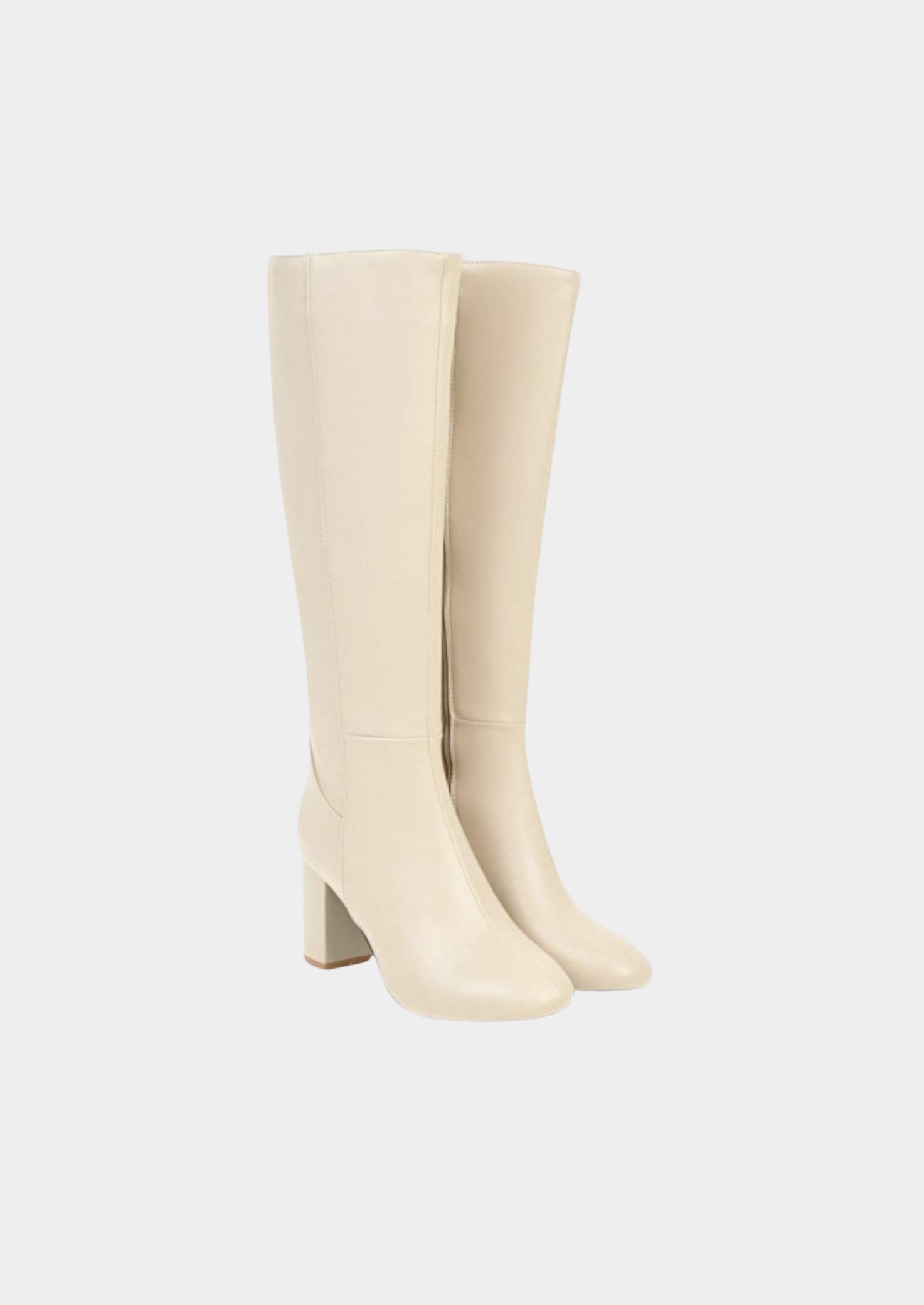 Women's Knee-High Leather Boots – Block Heel, Side-Zip Design