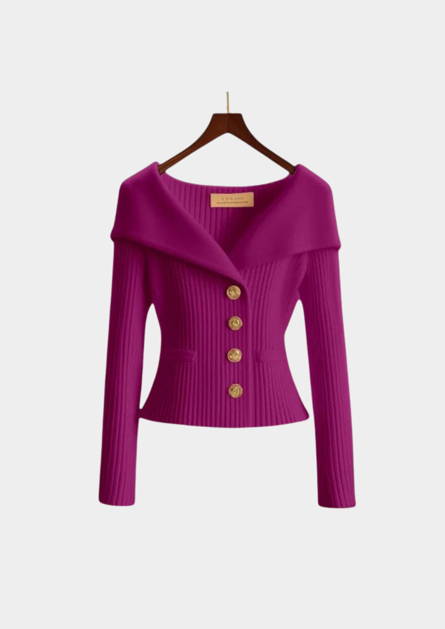 Women's Off-Shoulder Knit Sweater with Button Detail