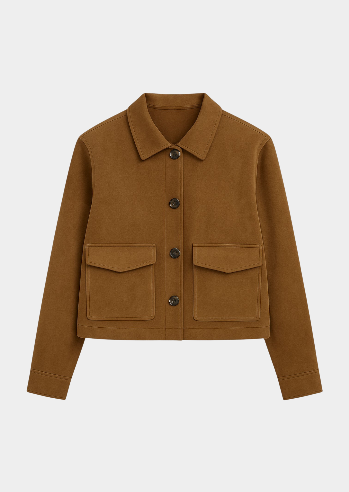 Women's Cropped Suede Jacket – Button-Front Design