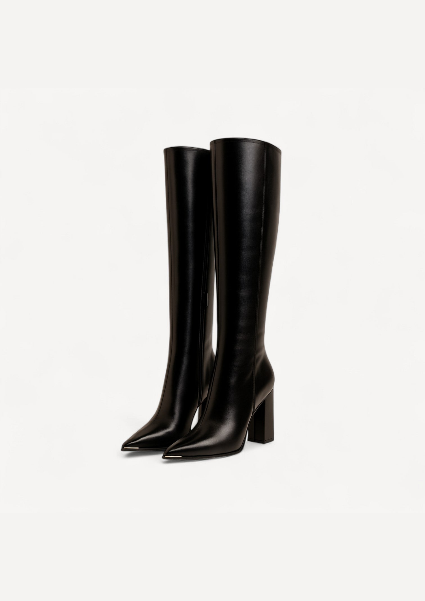 Women's Leather Knee-High Boots – Classic Block Heel Design