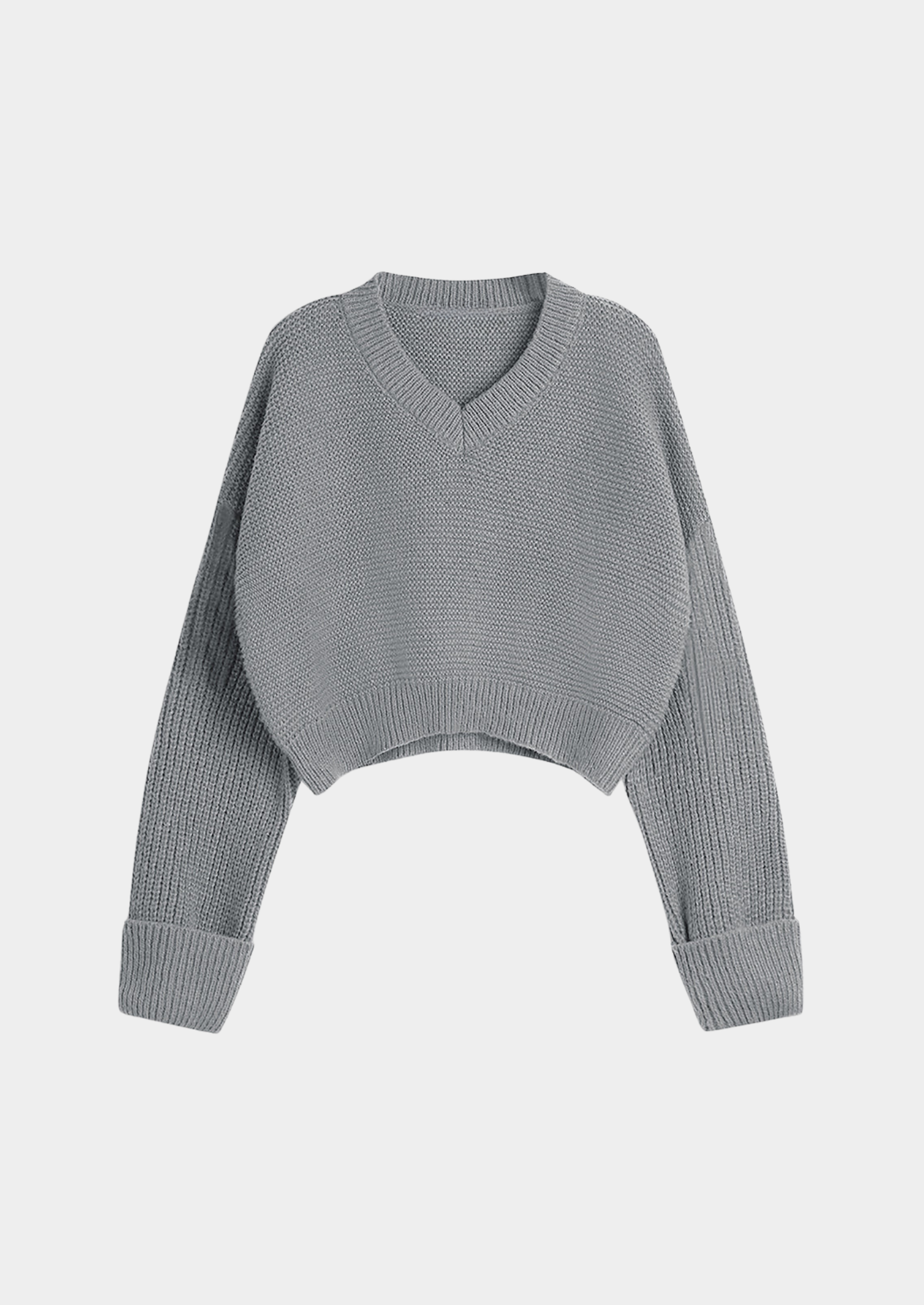 Women's V-Neck Knit Sweater – Minimalist Long-Sleeve Design