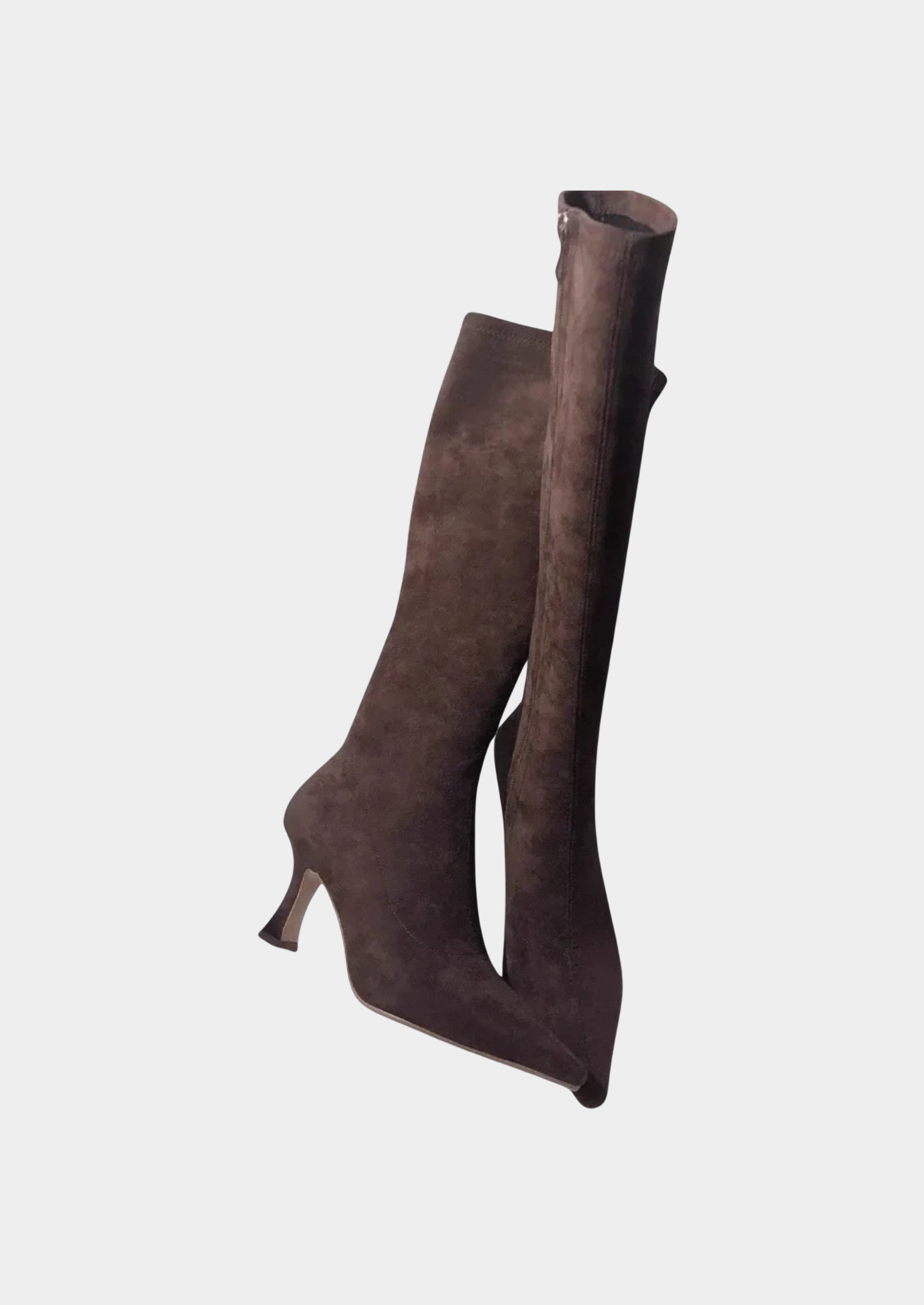 Women's Suede Thigh-High Boots – Pointed Toe, High Heel Design