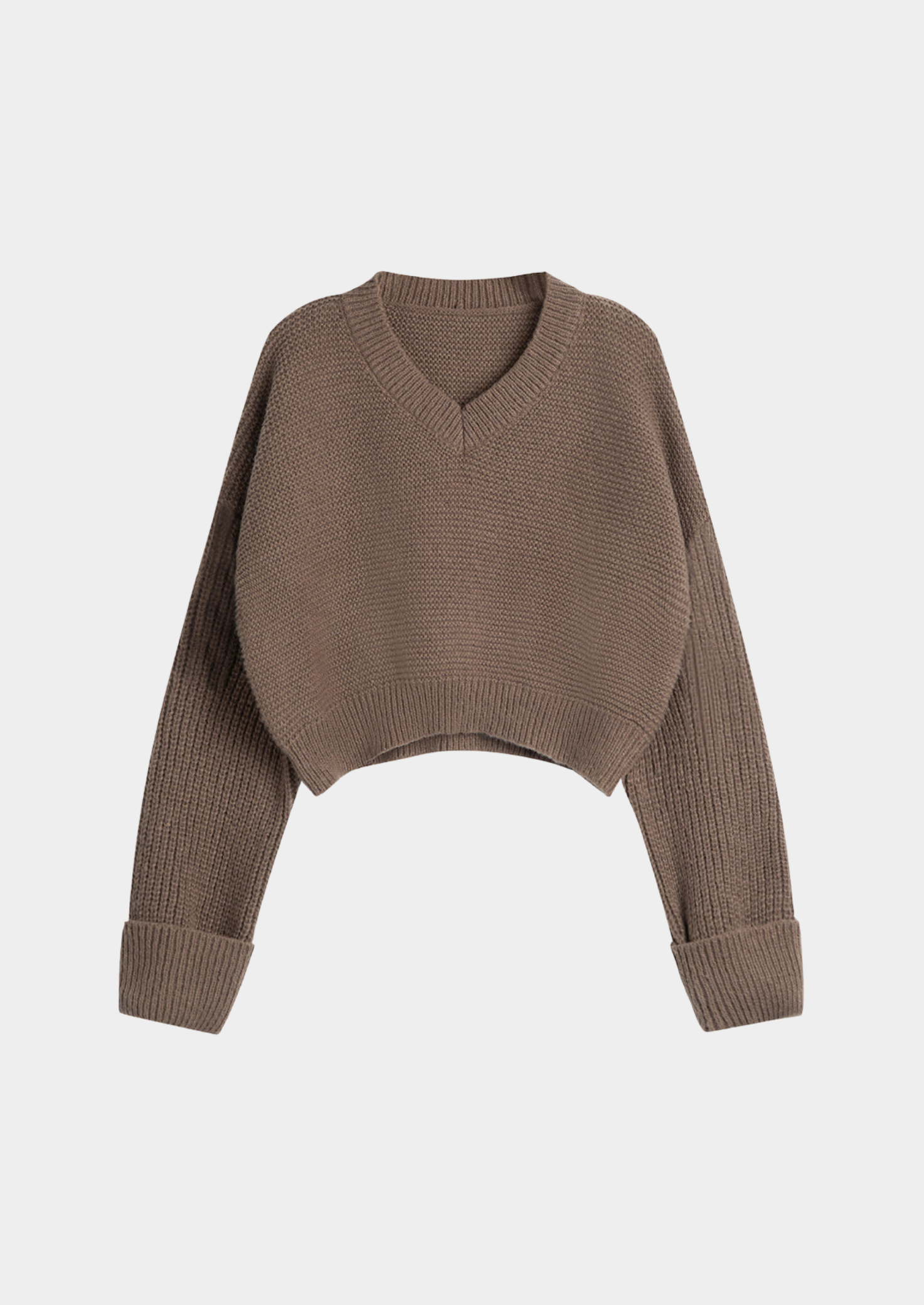 Women's V-Neck Knit Sweater – Minimalist Long-Sleeve Design