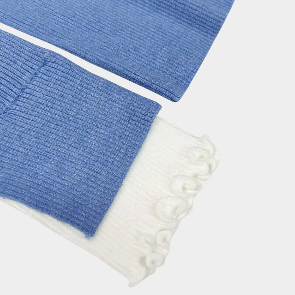 Women's Blue Knit Sweater – Textured Detail Design