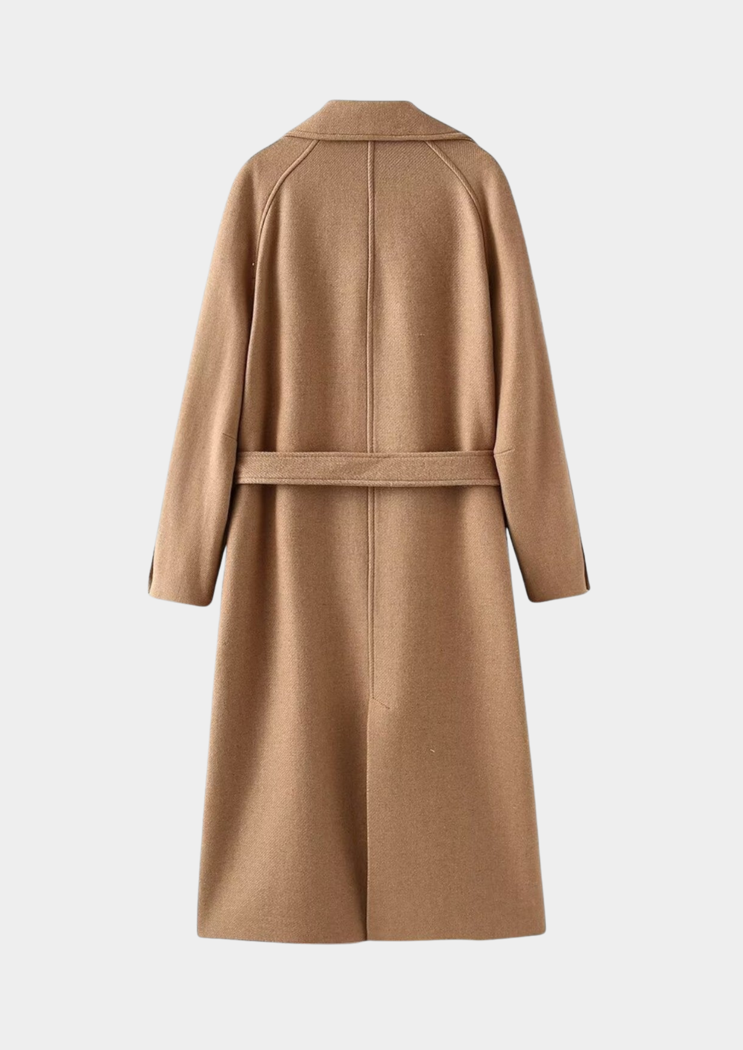 Women's Long Wool-Blend Coat with Belt