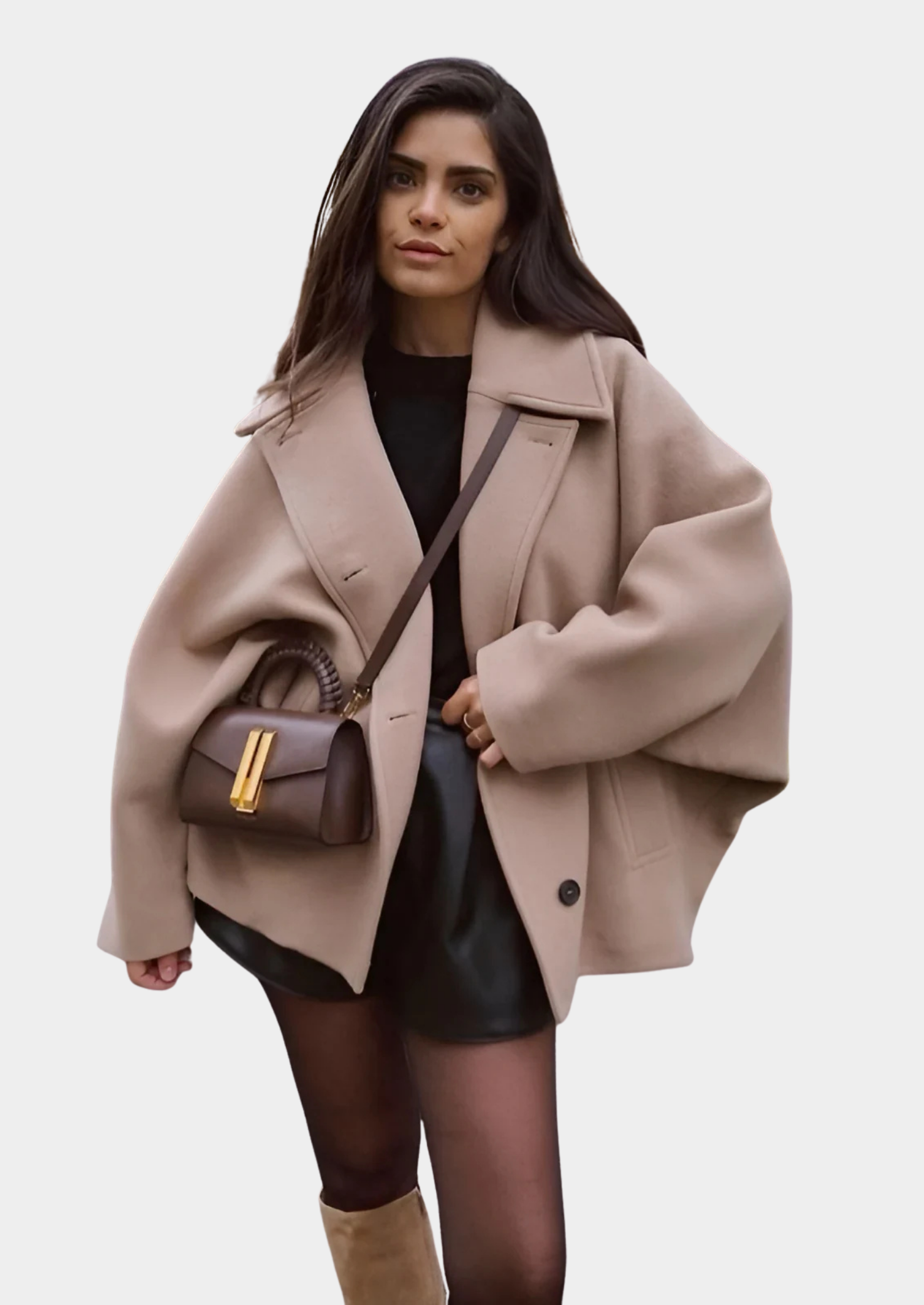 Women's Oversized Winter Coat – Button-Closure Design