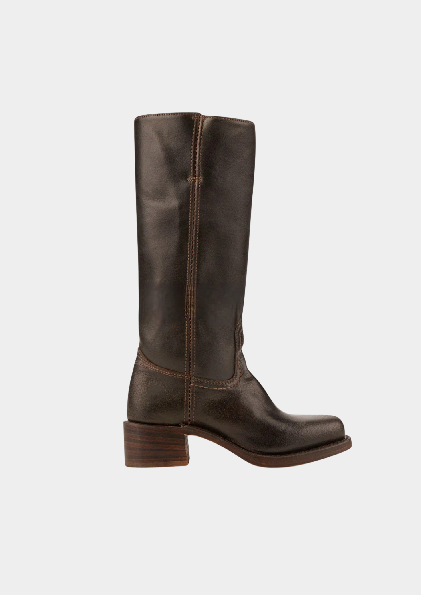 Women's Leather Knee-High Boots – Mid Block Heel, Riding-Inspired Design