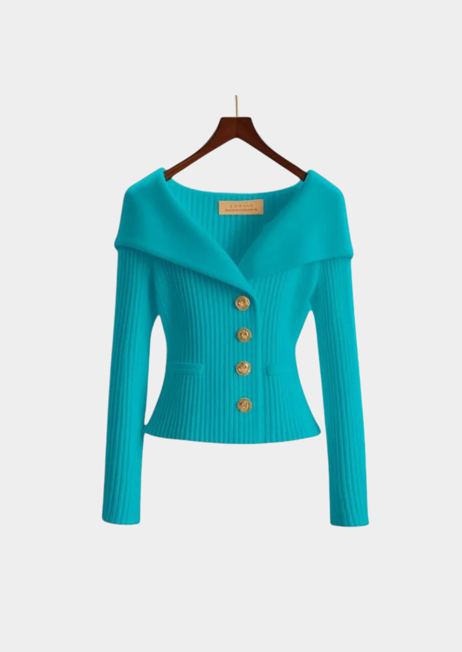 Women's Off-Shoulder Knit Sweater with Button Detail