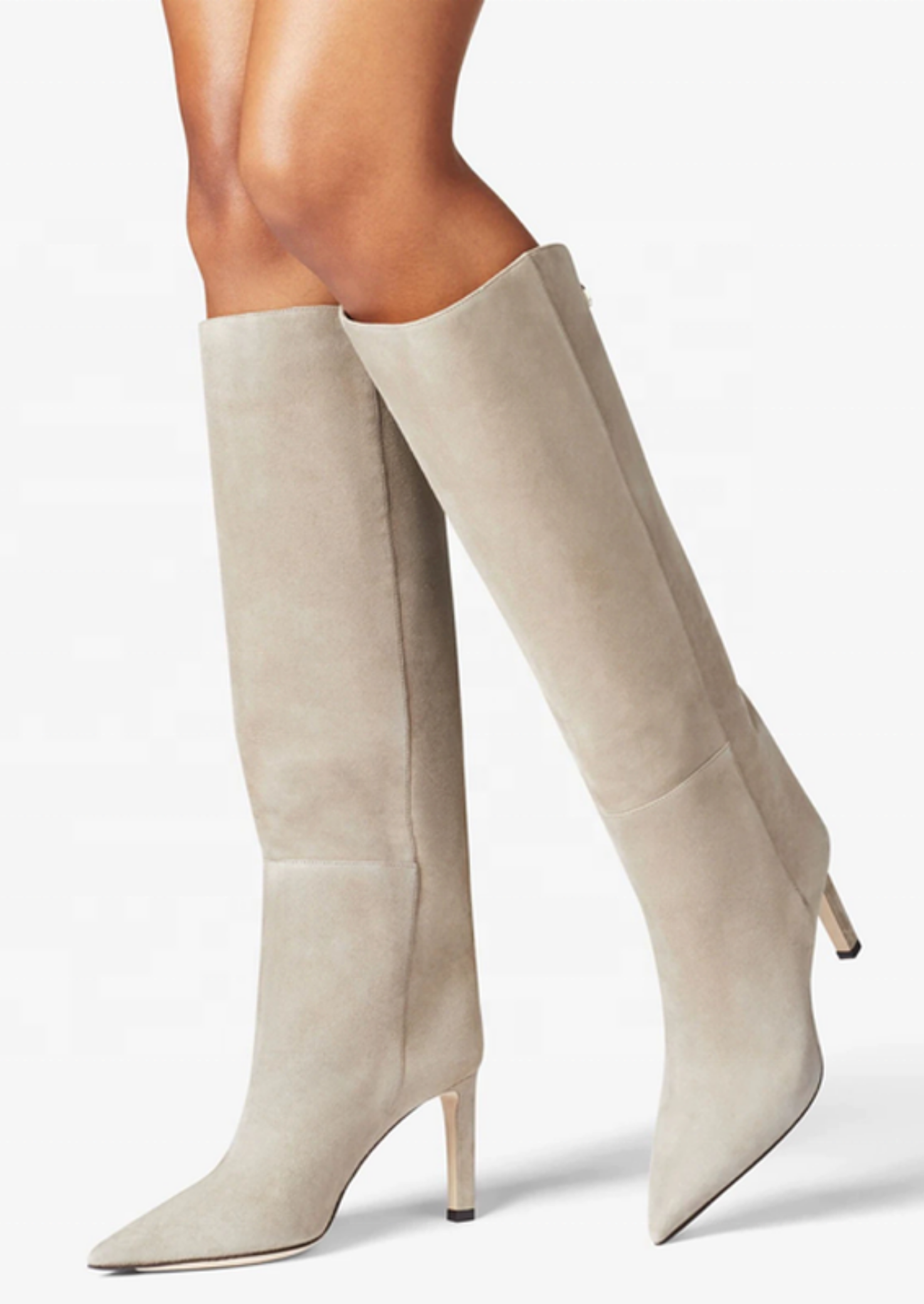 Women's Suede Knee-High Stiletto Boots – Side-Zip Design