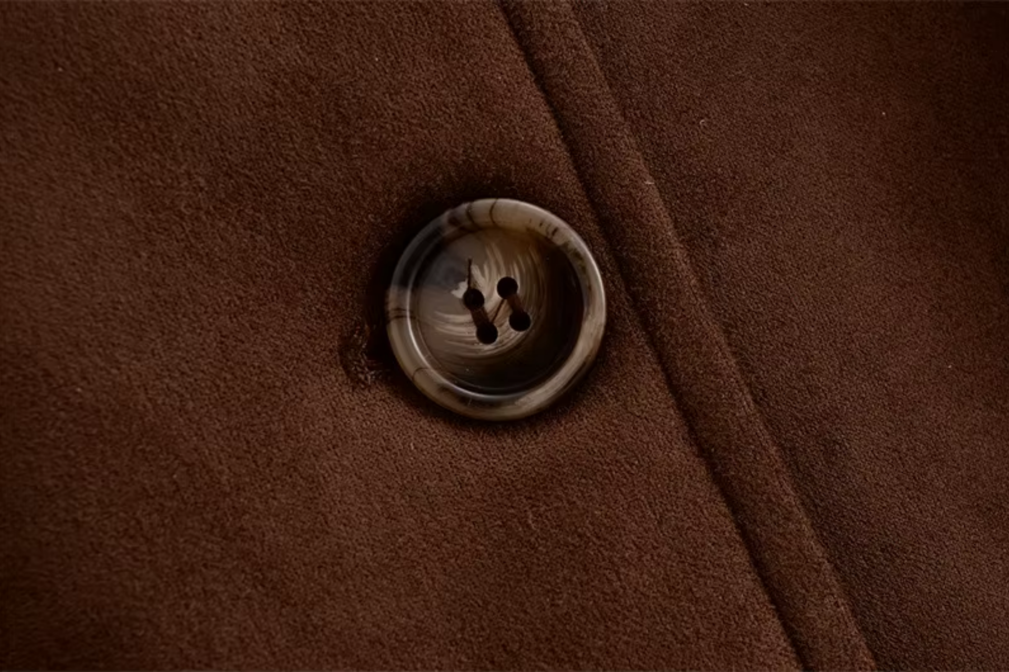 Women's Dark Brown Suede Belted Jacket – Button-Down Waist Tie Design